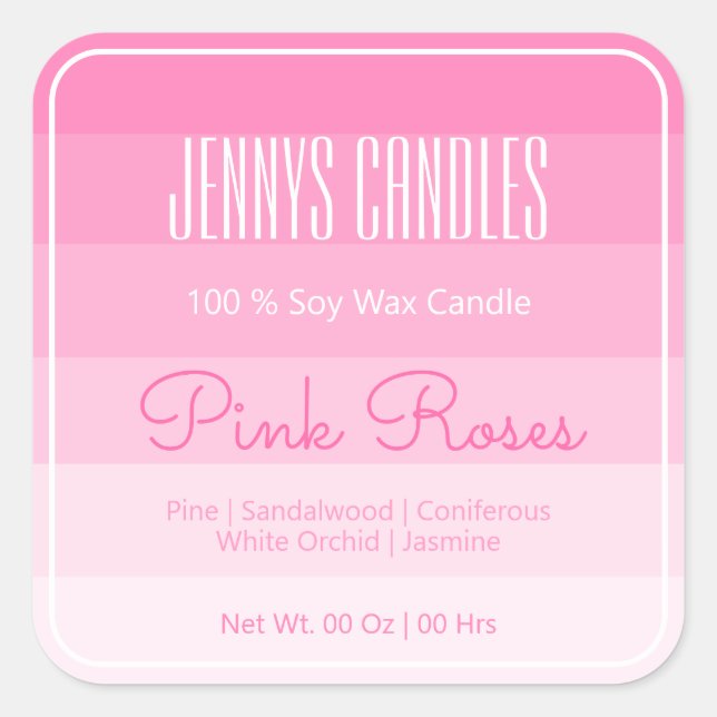 Pegatina Cuadrada Moderno borde cuadrado Pastel arcoiris Ombre rosa (Anverso)