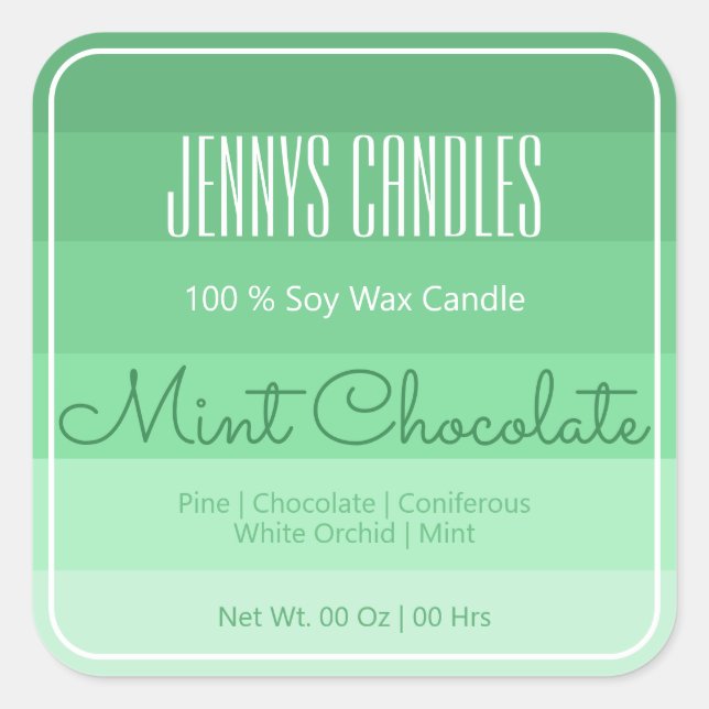 Pegatina Cuadrada Moderno borde cuadrado Pastel arcoiris Ombre Verde (Anverso)