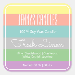 Pegatina Cuadrada Moderno borde cuadrado Pastel de rayas arcoiris Ca