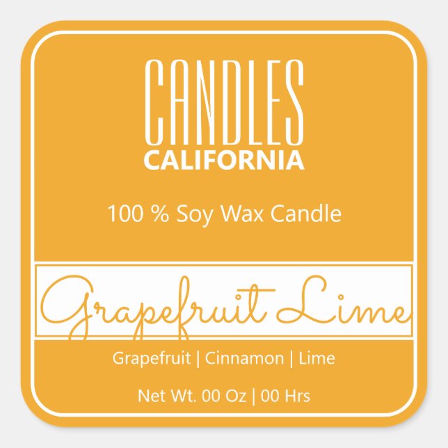 Pegatina Cuadrada Moderno borde cuadrado simple Naranja Velas amaril (Anverso)