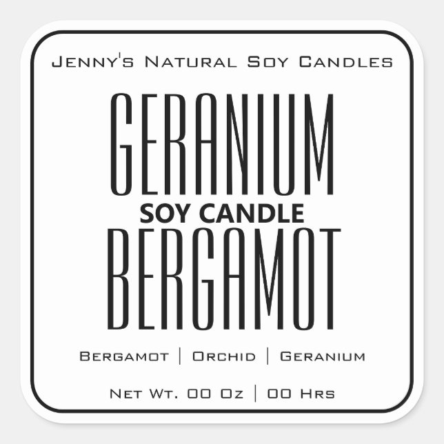 Pegatina Cuadrada Moderno borde cuadrado simple Velas blancas simple (Anverso)