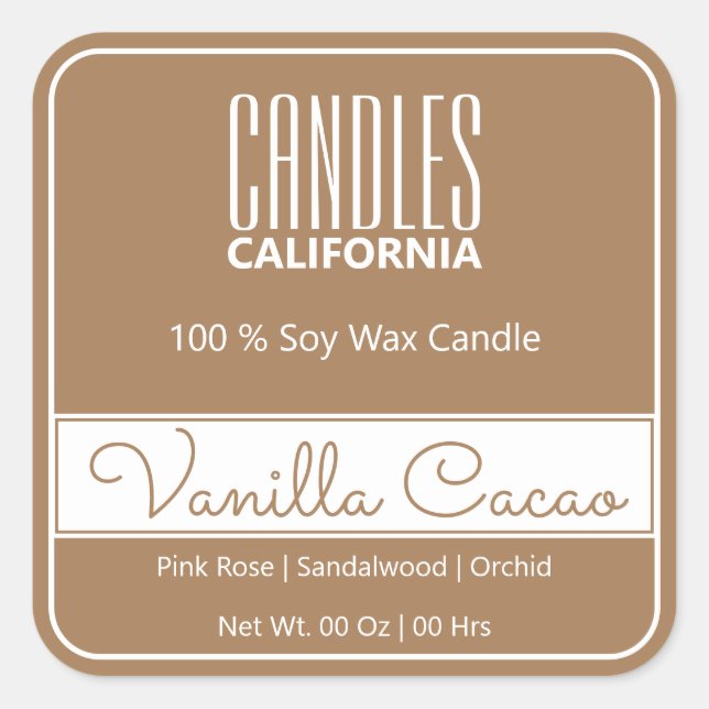 Pegatina Cuadrada Moderno borde cuadrado simple Velas marrón claro (Anverso)