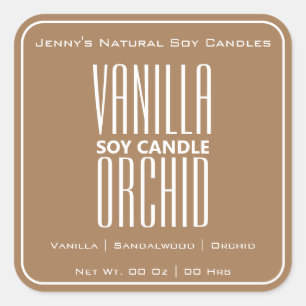 Pegatina Cuadrada Moderno borde cuadrado simple Velas marrón claro