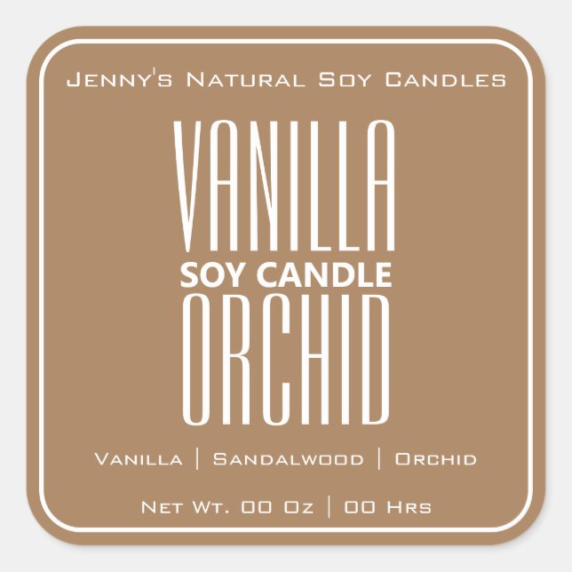 Pegatina Cuadrada Moderno borde cuadrado simple Velas marrón claro (Anverso)