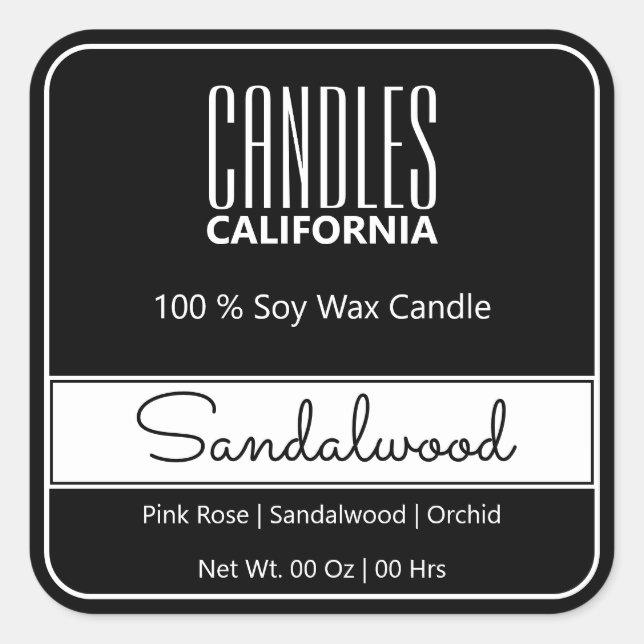 Pegatina Cuadrada Moderno borde cuadrado simple Velas negras blancas (Anverso)