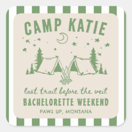 Pegatina Cuadrada Moderno Camping Camp Bachelorette Party