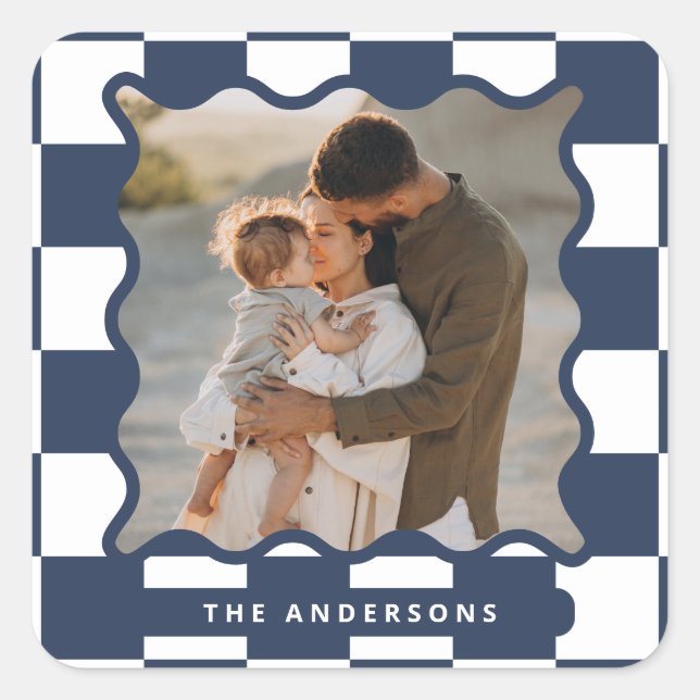 Pegatina Cuadrada Moderno control de bordes ondulados mínimo Navidad (Anverso)