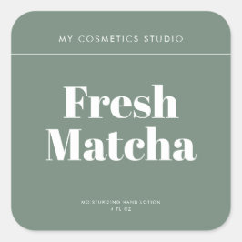 Pegatina Cuadrada Moderno Embalaje Verde Minimalista Vela Cosmética