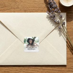 Pegatina Cuadrada Moderno En Memoria   Foto Memorial