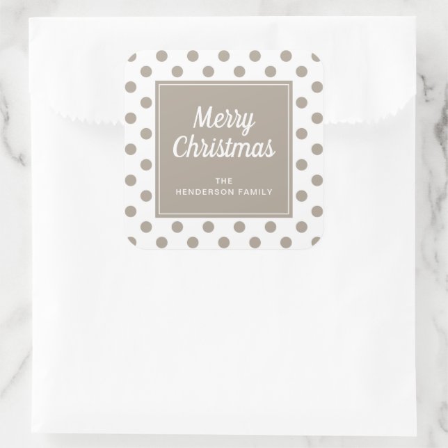 Pegatina Cuadrada Moderno guión de tazas Feliz Navidad (Bolso)