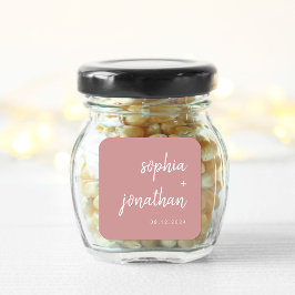 Pegatina Cuadrada Moderno guión Minimalista Dusty Rosa | BODA