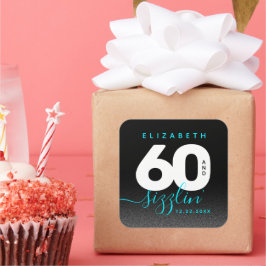 Pegatina Cuadrada Moderno Helado Girly Azul 60 y Sizzling