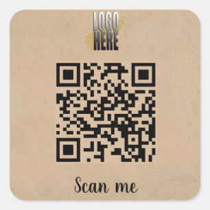 Pegatina Cuadrada Moderno logotipo comercial de QR Code en Brown