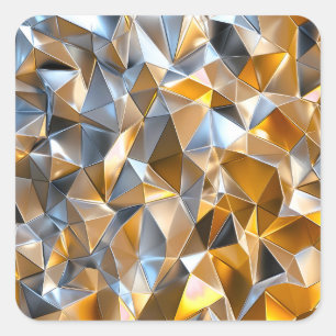 Pegatina Cuadrada Moderno Metálico Abstracto Oro Plata Geométrico