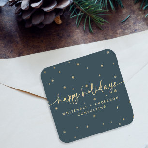 Pegatina Cuadrada Moderno Minimalista Happy Holidays Business Name
