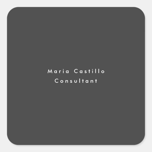 Pegatina Cuadrada Moderno Minimalista negro elegante (Anverso)