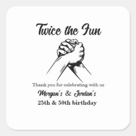 Pegatina Cuadrada Moderno Mínimo Manos Gris Junta Cumpleaños