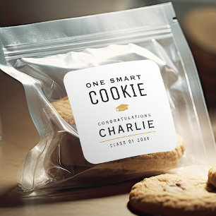 Pegatina Cuadrada Moderno partido de graduación de una cookie inteli