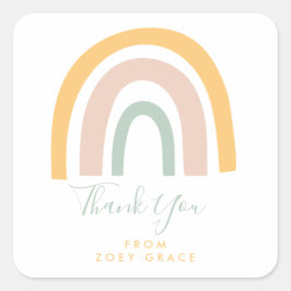 Pegatina Cuadrada Moderno Pastel Arcoiris Gracias Por Favor