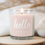 Pegatina Cuadrada Moderno Pastel Pink Hello Y You Name<br><div class="desc">Moderno Pastel Pink Hello Y You Name</div>