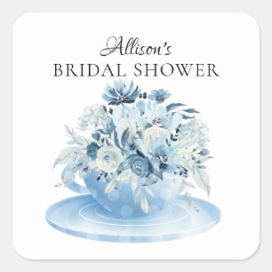 Pegatina Cuadrada Moderno Peony Floral Bridal ShowerTea Square Stick