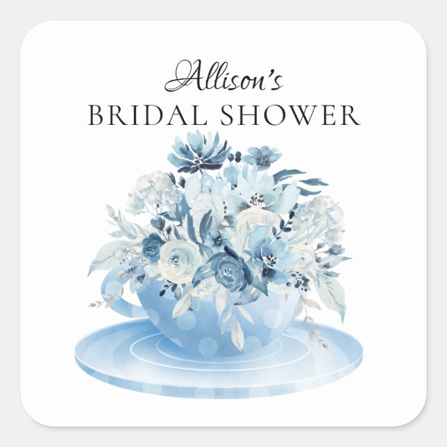 Pegatina Cuadrada Moderno Peony Floral Bridal ShowerTea Square Stick (Anverso)