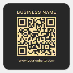 Pegatina Cuadrada Moderno Personalizado de negocios Código QR Negro