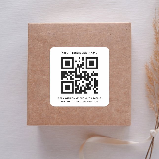 Pegatina Cuadrada Moderno Personalizado profesional profesional de c (Modern QR Code Business Professional Custom Square Sticker)