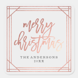 Pegatina Cuadrada Moderno Rosa Oro Art Deco | Vacaciones