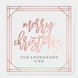 Pegatina Cuadrada Moderno Rosa Oro Art Deco   Vacaciones