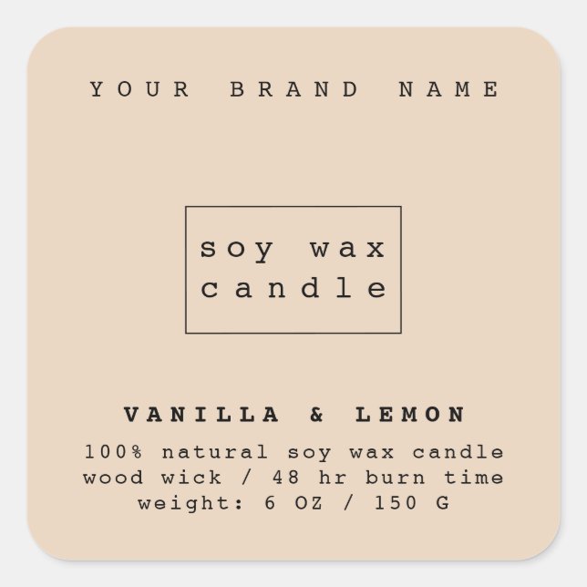 Pegatina Cuadrada Moderno sandía tan cosméticos empaquetando velas (Anverso)