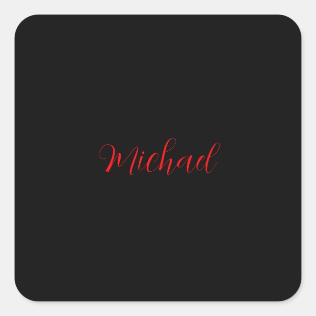 Pegatina Cuadrada Moderno sencillo simple minimalista añadir nombre  (Anverso)