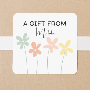 Pegatina Cuadrada Moderno Simple Bonito Femenino Floral Un Regalo De