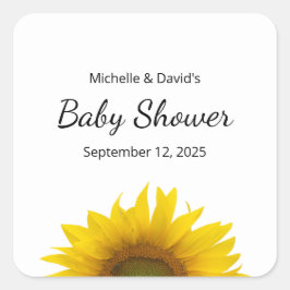 Pegatina Cuadrada Moderno Sunflower Simple Floral Baby Shower