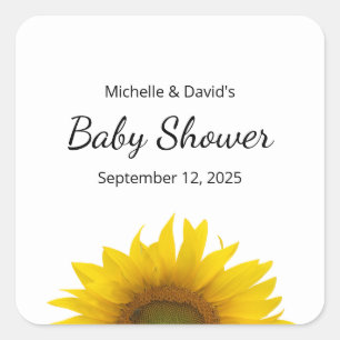 Pegatina Cuadrada Moderno Sunflower Simple Floral Baby Shower