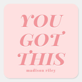 Pegatina Cuadrada Moderno, tienes este nombre de melocotón rosado