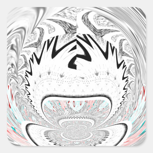 Pegatina Cuadrada Moderno Urban Ash Gray Flora Abstract Pattern Art (Anverso)