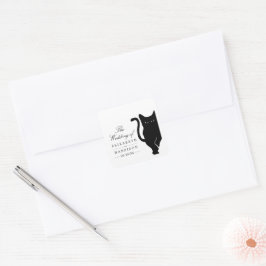 Pegatina Cuadrada Moderno y capataz Boda negro de gato