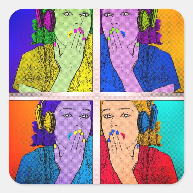 Pegatina Cuadrada Moderno y colorido (Anverso)
