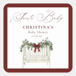 Pegatina Cuadrada Moderno y elegante Baby Shower Santa Bebé