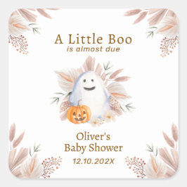 Pegatina Cuadrada Moderno y elegante Pequeño Boo Boho Fantasma Baby