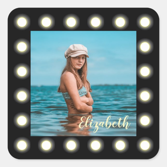 Pegatina Cuadrada Moderno y exclusivo marco de fotos en cuadrado neg (Anverso)