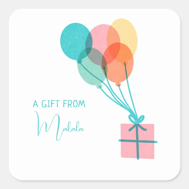 Pegatina Cuadrada Moderno y sencillo recorte, añada el regalo de nom (Anverso)