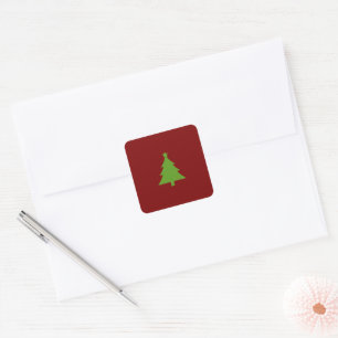 Pegatina Cuadrada Modernos Navidades elegantes de Borgoña Verde