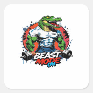 Pegatina Cuadrada Modo De Bestia En Camiseta De Graffiti Crocodile G