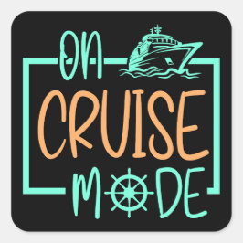 Pegatina Cuadrada Modo De Cruceros De Barco De Cruceros En Viaje De