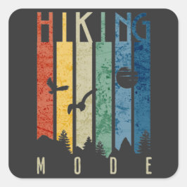 Pegatina Cuadrada Modo de Senderismo Naturaleza al aire libre Montañ