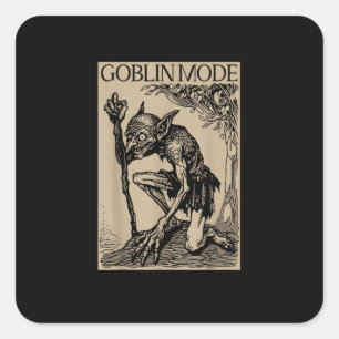 Pegatina Cuadrada Modo duende Goblincore Estética Vintage Divertido