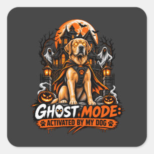 Pegatina Cuadrada Modo Fantasma Activado Por Mi Perro Labrador Hallo