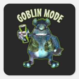 Pegatina Cuadrada Modo Goblin Funny Troll Slobbin Antisocial T